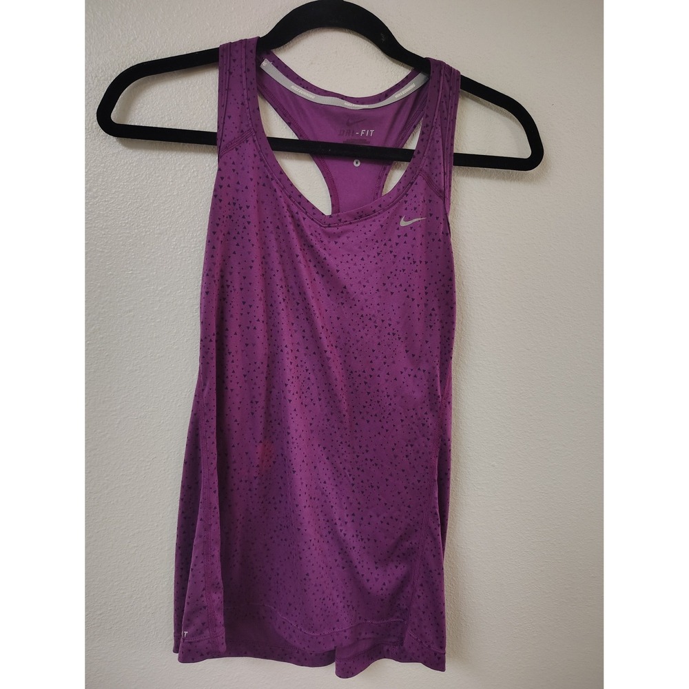 Nike Running‎ Dri-FIT Racerback Tank Top Purple Geometric Print Women Small